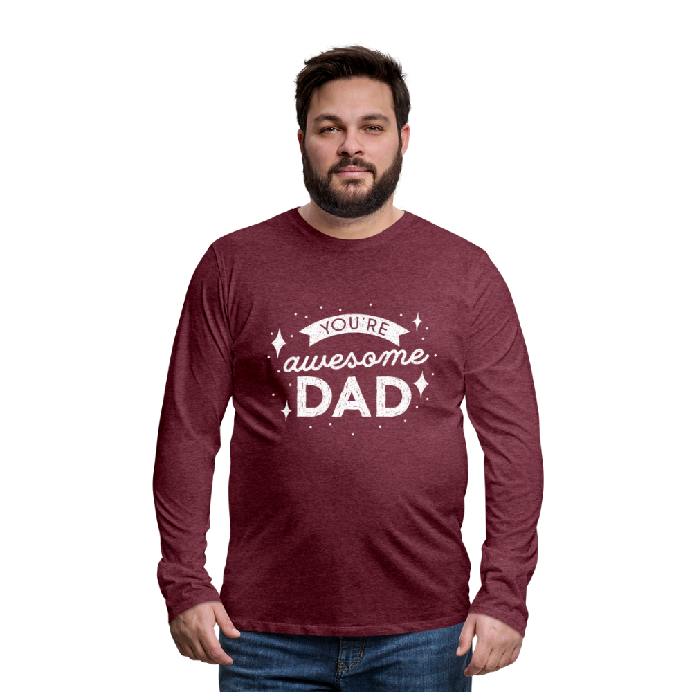 Männer Premium Langarmshirt - DAD - Bordeauxrot meliert