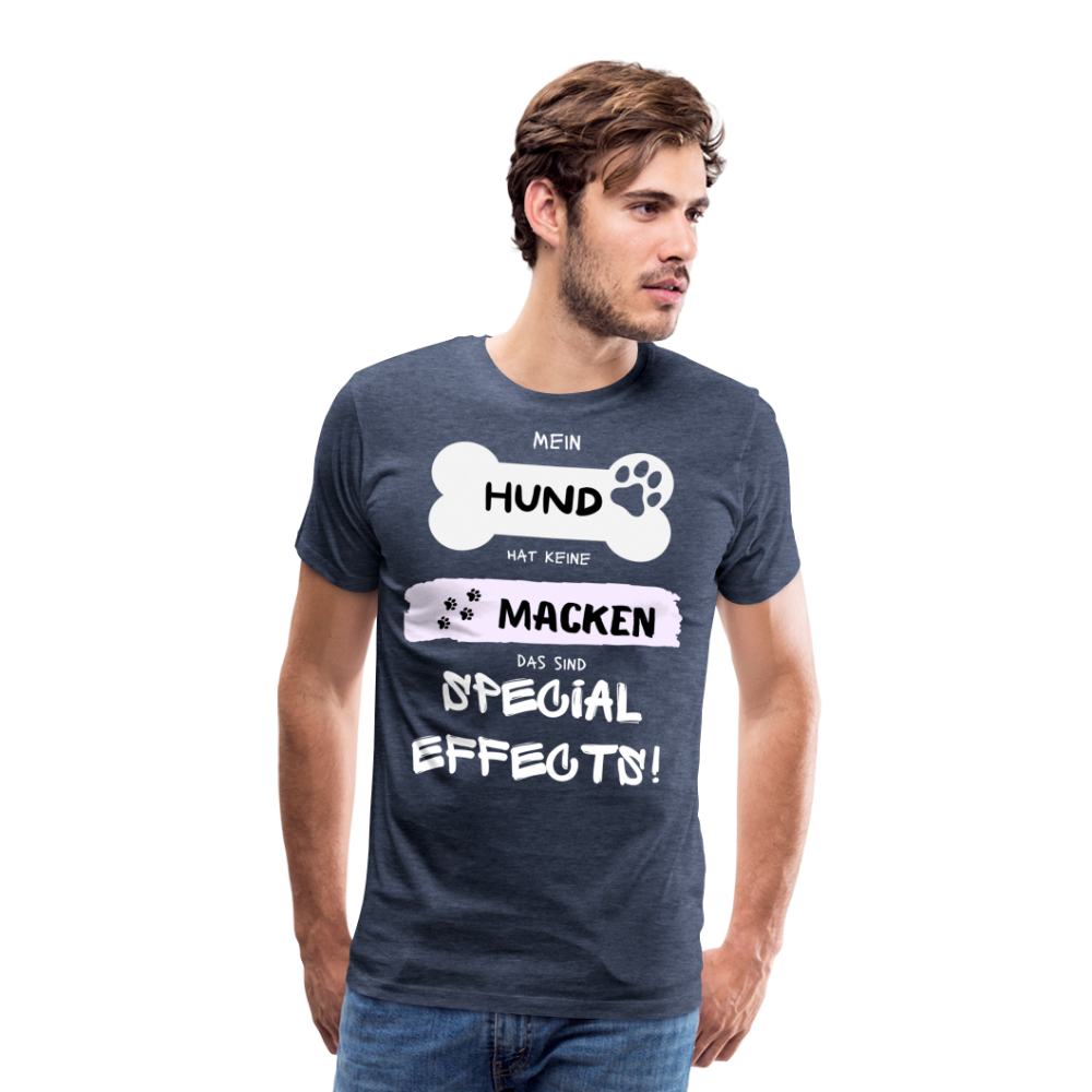 Männer Premium T-Shirt - Hund macken - Blau meliert