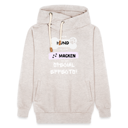 Unisex Schalkragen Hoodie - Hund macken - Beige meliert