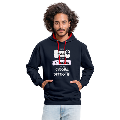 Kontrast-Hoodie - Hund macken - Navy/Rot