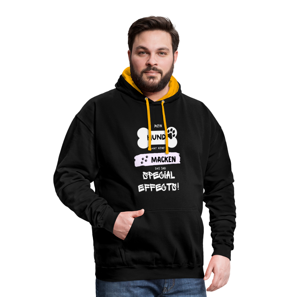 Kontrast-Hoodie - Hund macken - Schwarz/Gold