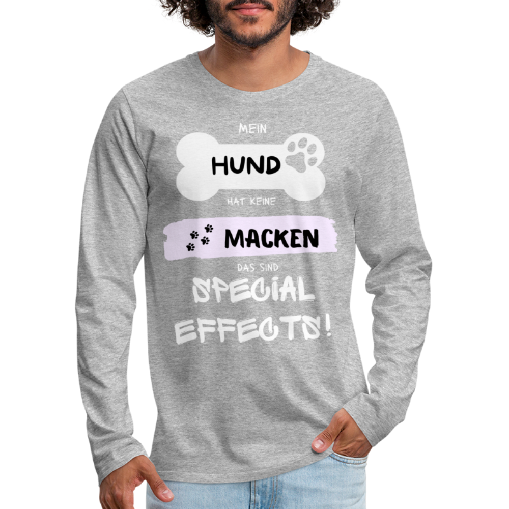 Männer Premium Langarmshirt - Hund macken - Grau meliert