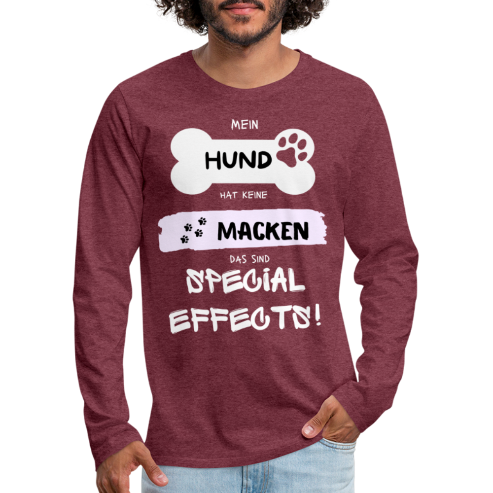 Männer Premium Langarmshirt - Hund macken - Bordeauxrot meliert