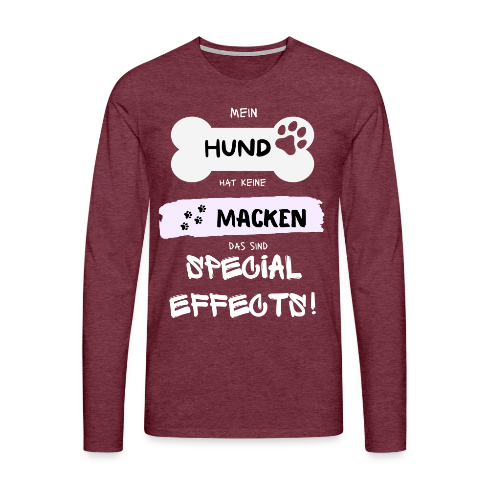 Männer Premium Langarmshirt - Hund macken - Bordeauxrot meliert