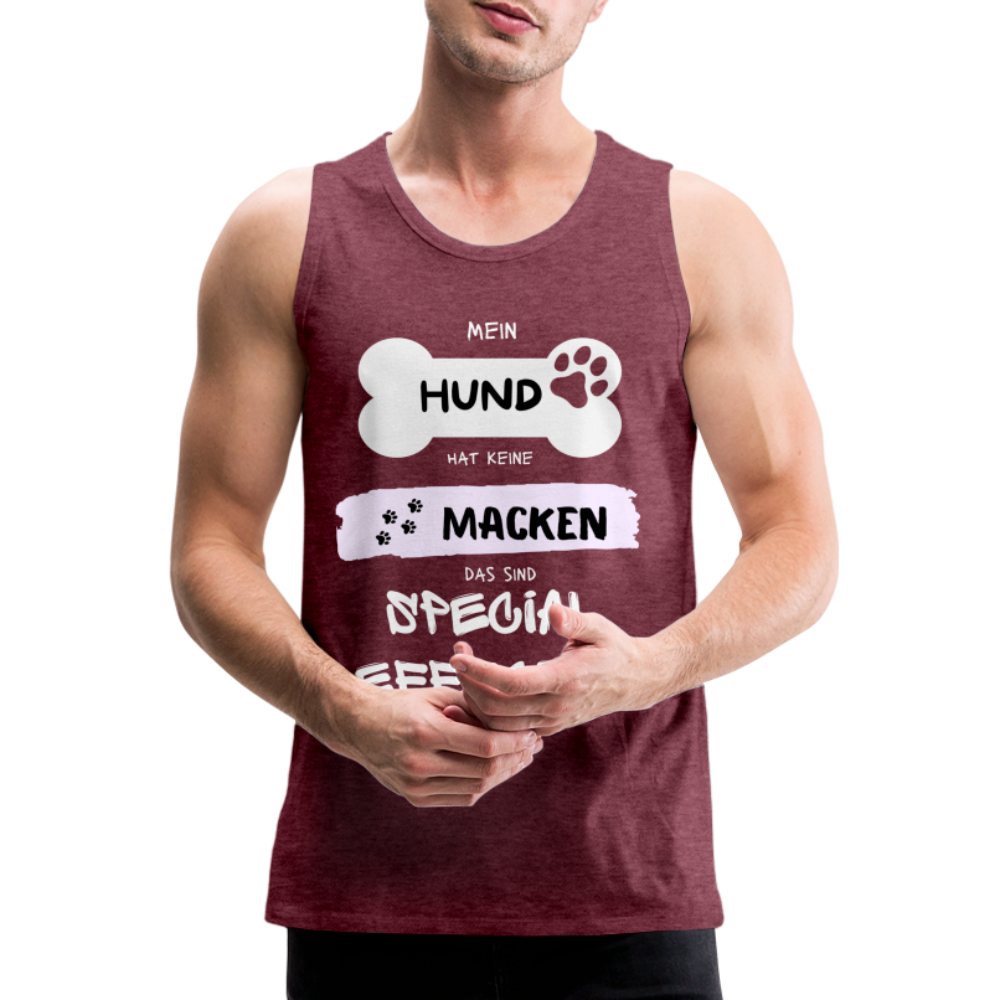 Männer Premium Tank Top - Hund macken - Bordeauxrot meliert