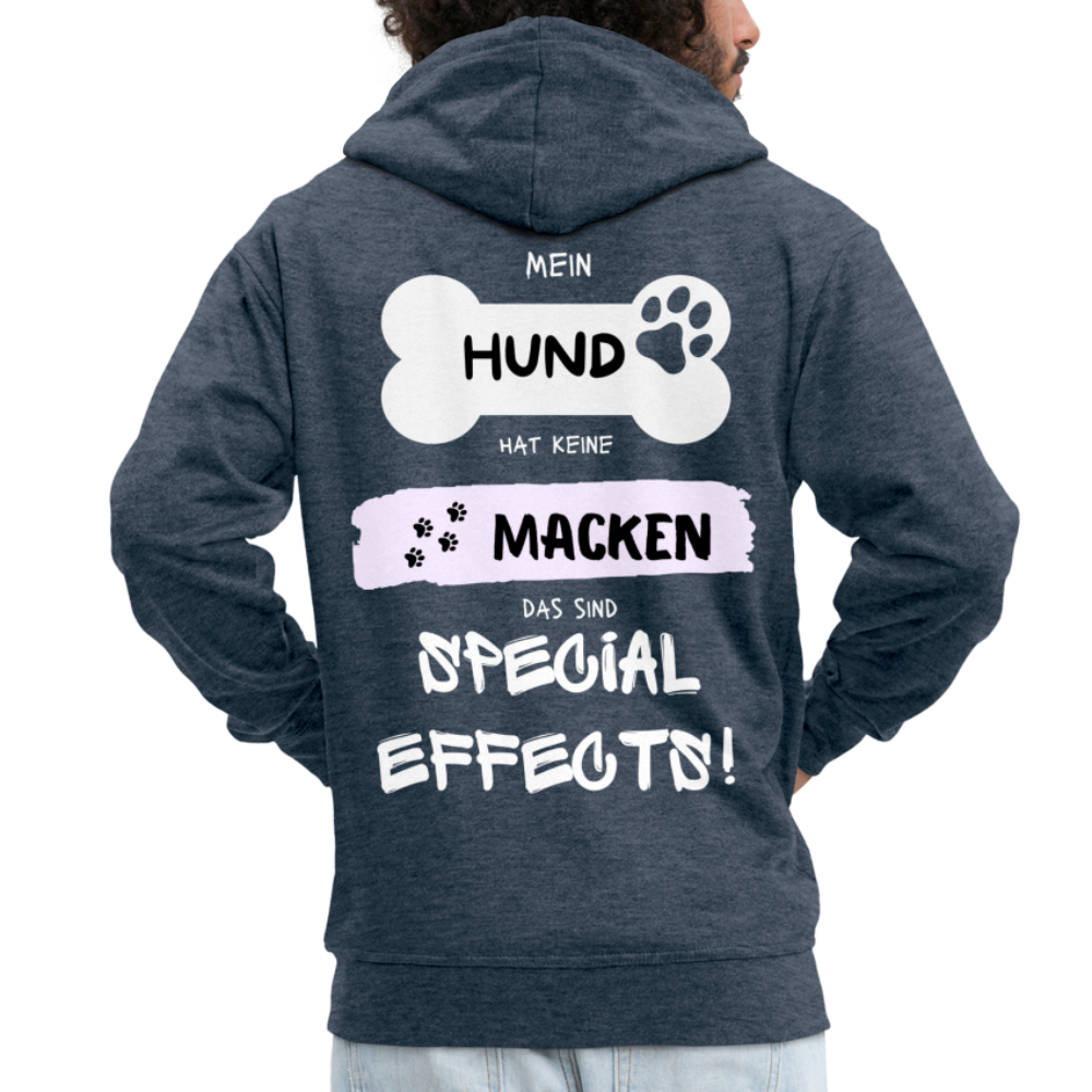 Männer Premium Kapuzenjacke - Hund macken - Jeansblau