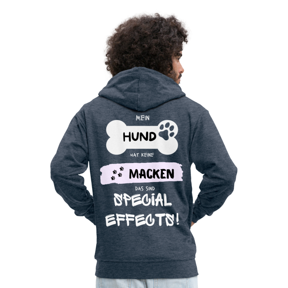 Männer Premium Kapuzenjacke - Hund macken - Jeansblau