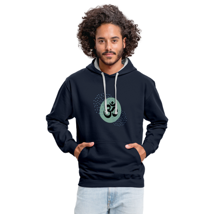 Kontrast-Hoodie - Yoga - Navy/Grau meliert