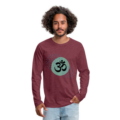 Männer Premium Langarmshirt - Yoga - Bordeauxrot meliert