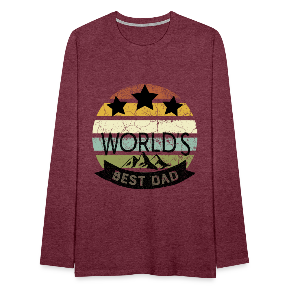 Männer Premium Langarmshirt - Best Dad - Bordeauxrot meliert