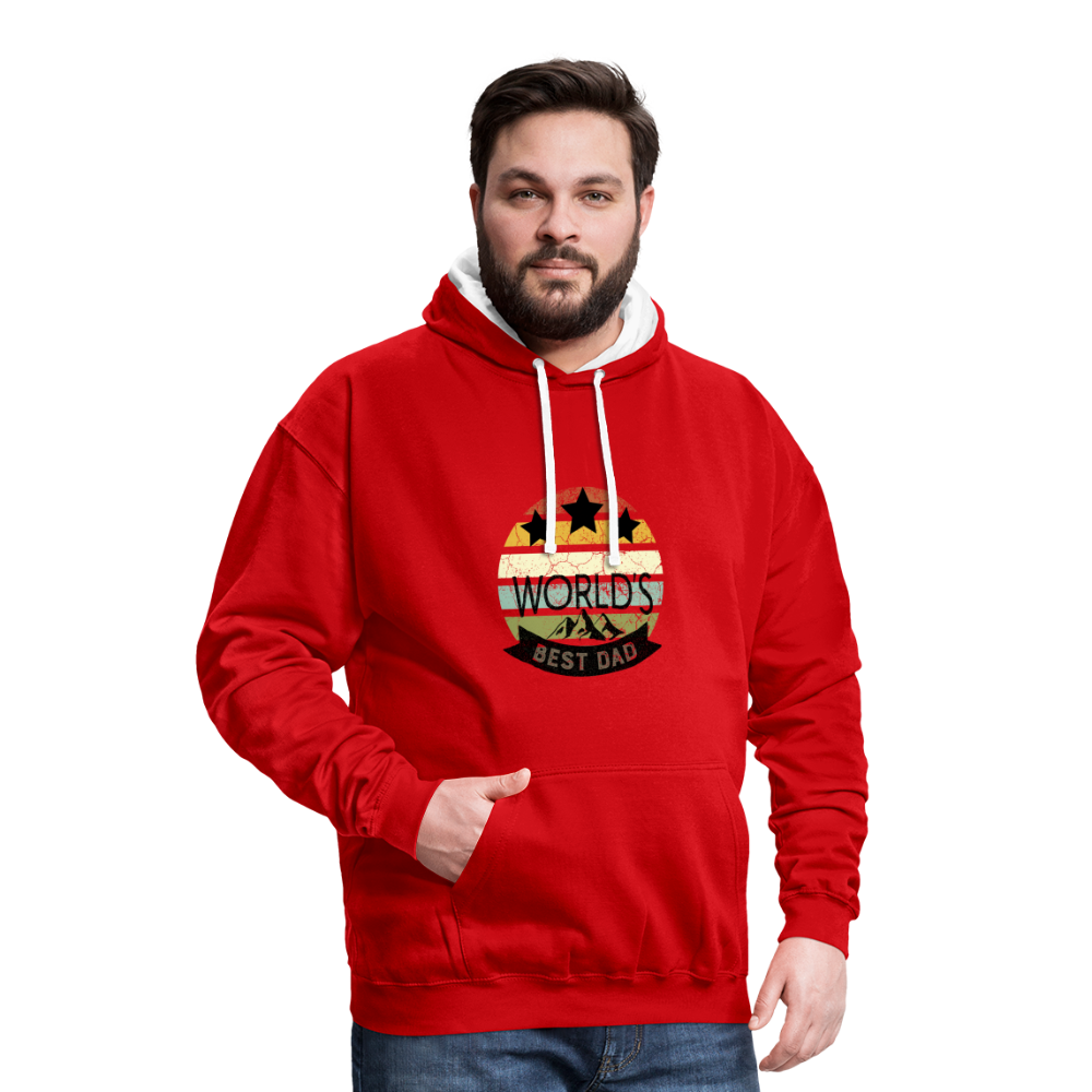 Kontrast-Hoodie - Best Dad - Rot/Weiß