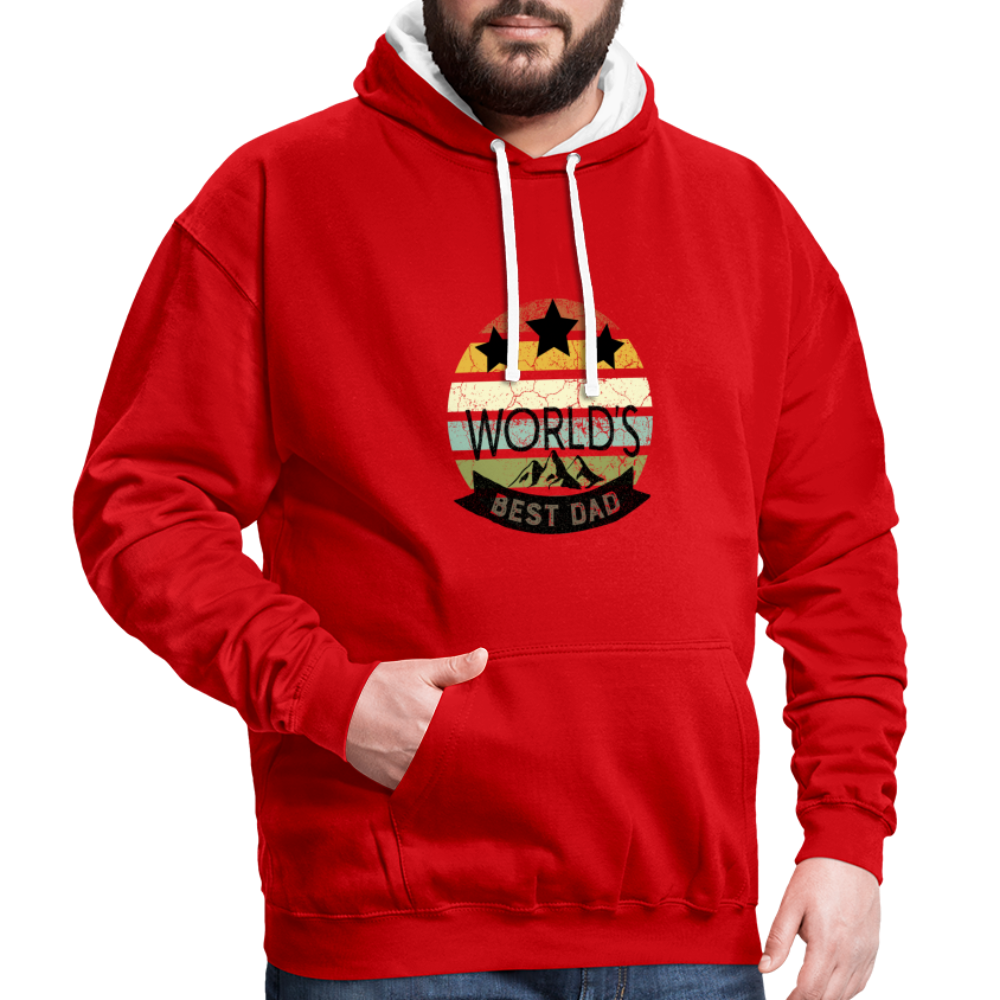 Kontrast-Hoodie - Best Dad - Rot/Weiß