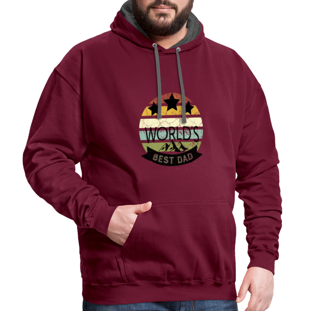 Kontrast-Hoodie - Best Dad - Weinrot/Anthrazit