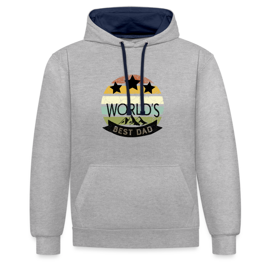 Kontrast-Hoodie - Best Dad - Grau meliert/Navy