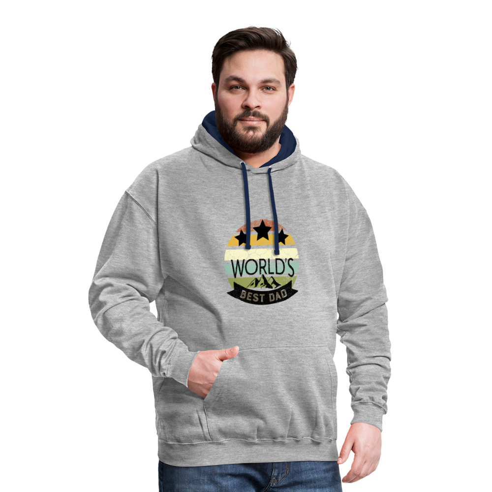 Kontrast-Hoodie - Best Dad - Grau meliert/Navy