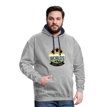 Kontrast-Hoodie - Best Dad - Grau meliert/Navy