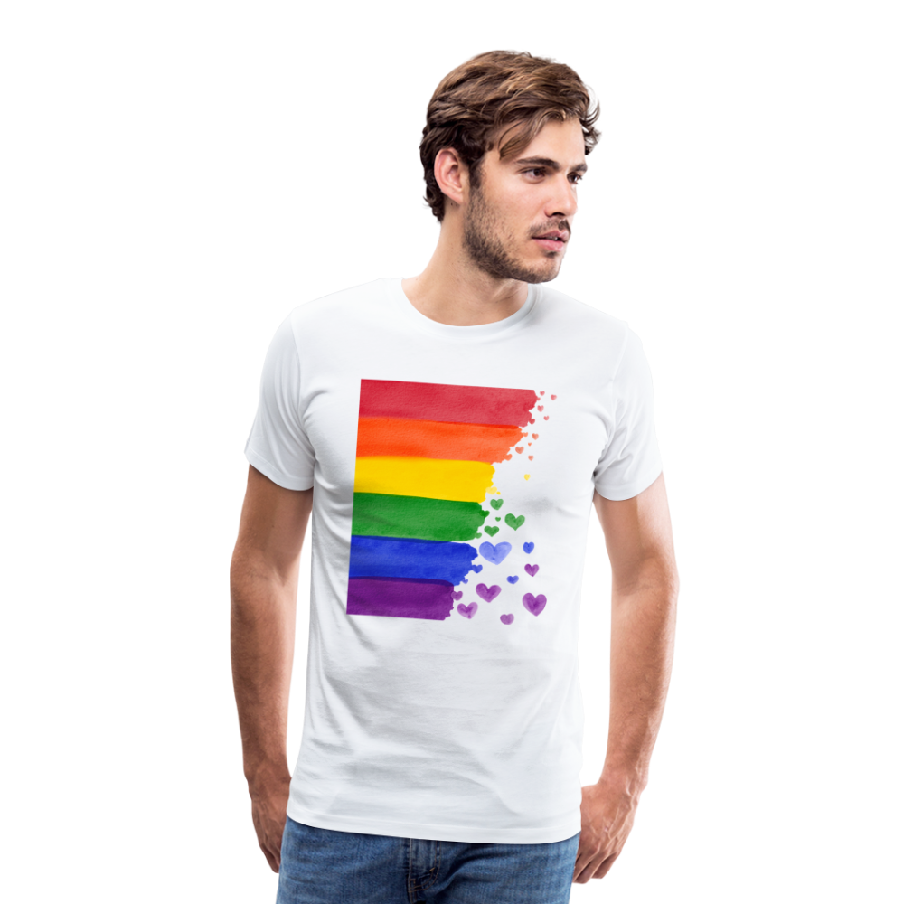 Männer Premium T-Shirt - LGBT Streifen - weiß