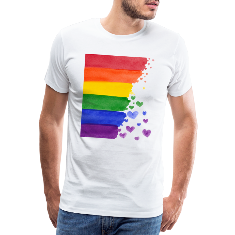 Männer Premium T-Shirt - LGBT Streifen - weiß