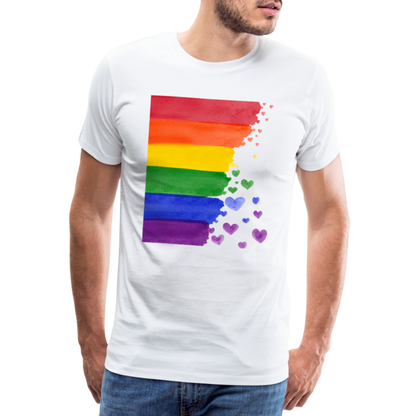 Männer Premium T-Shirt - LGBT Streifen - weiß