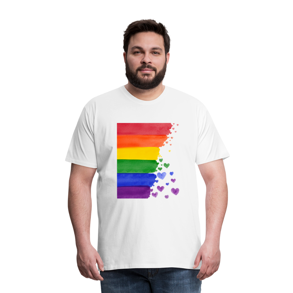 Männer Premium T-Shirt - LGBT Streifen - weiß