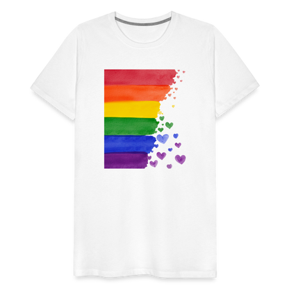 Männer Premium T-Shirt - LGBT Streifen - weiß