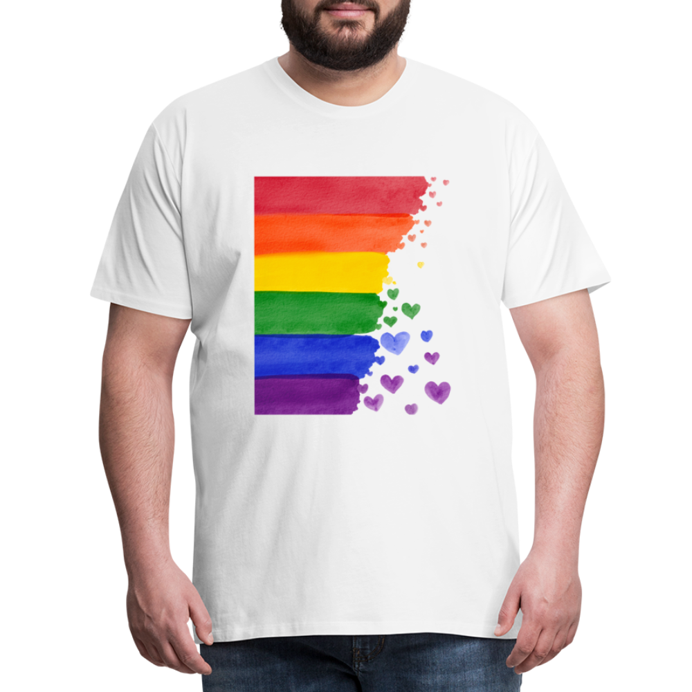 Männer Premium T-Shirt - LGBT Streifen - weiß