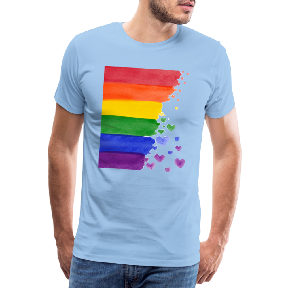 Männer Premium T-Shirt - LGBT Streifen - Sky