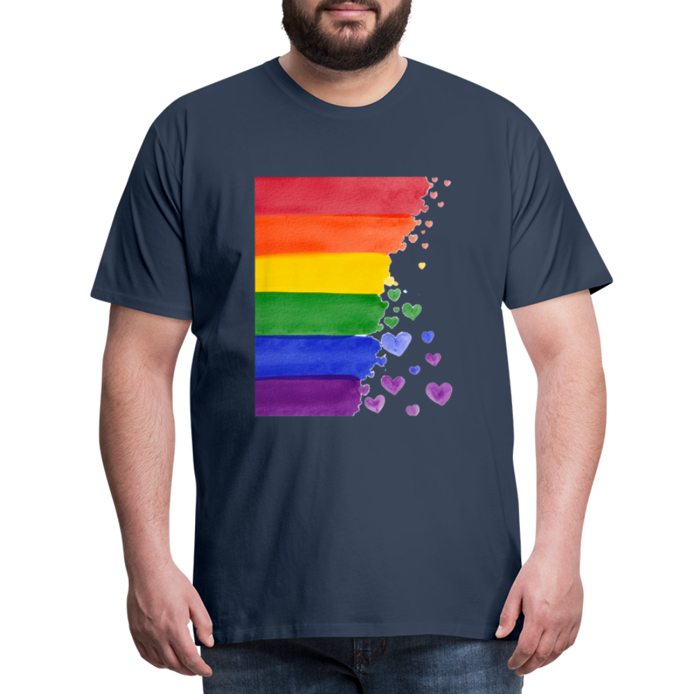 Männer Premium T-Shirt - LGBT Streifen - Navy