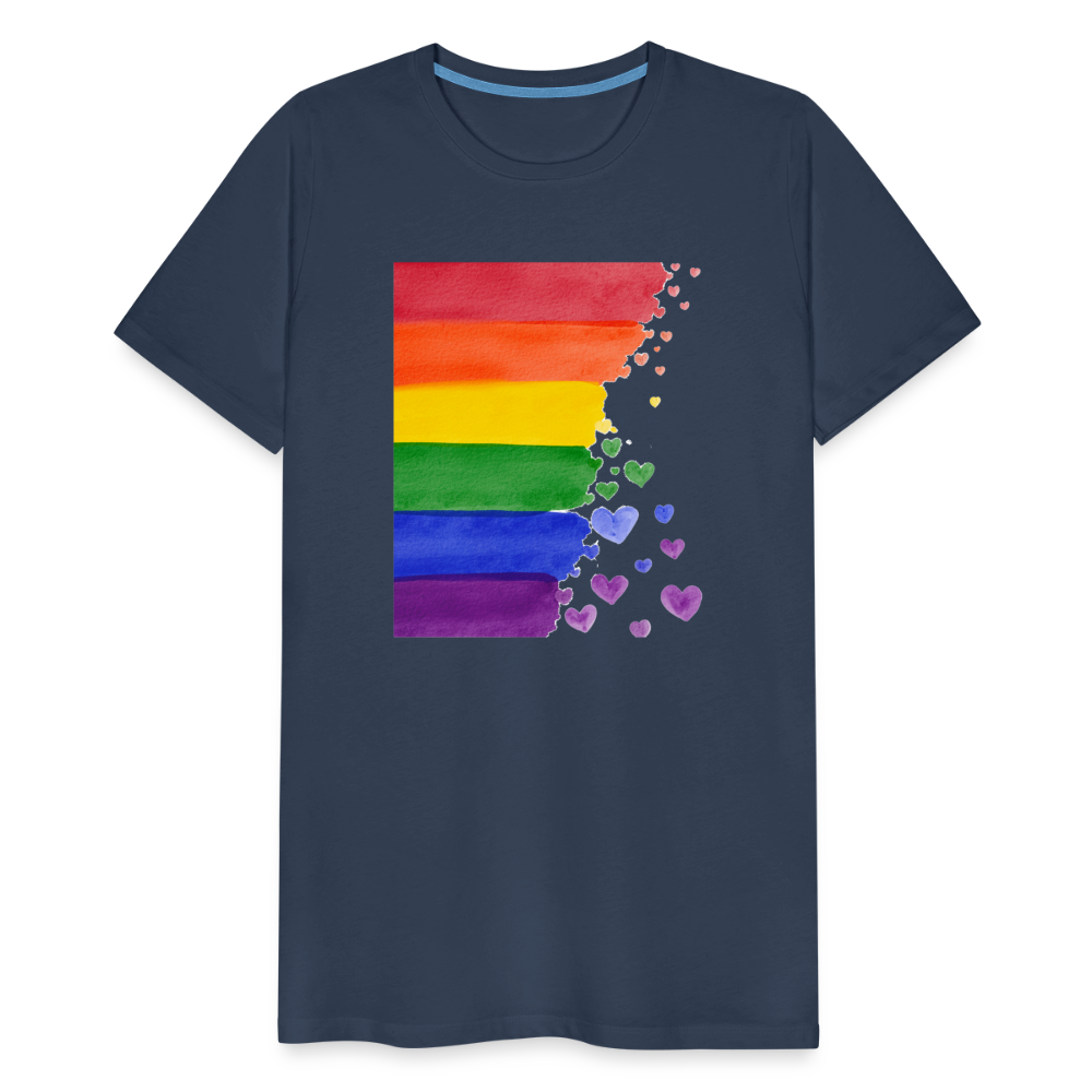 Männer Premium T-Shirt - LGBT Streifen - Navy