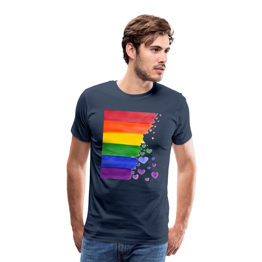 Männer Premium T-Shirt - LGBT Streifen - Navy