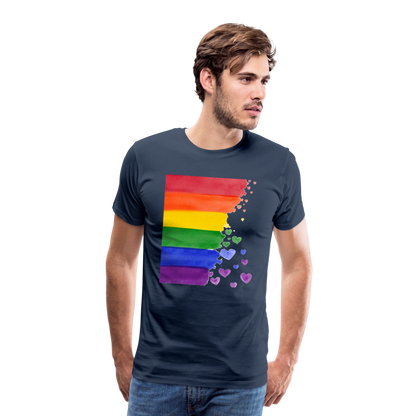 Männer Premium T-Shirt - LGBT Streifen - Navy