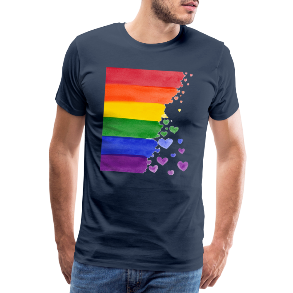 Männer Premium T-Shirt - LGBT Streifen - Navy