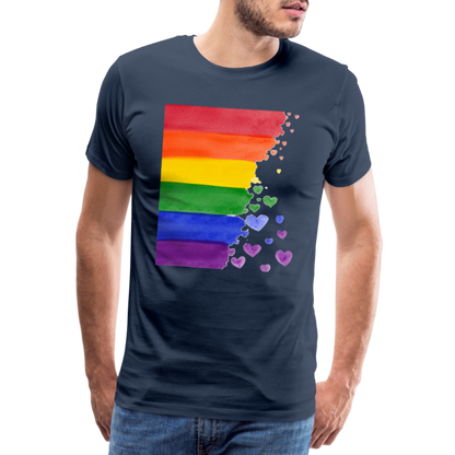 Männer Premium T-Shirt - LGBT Streifen - Navy