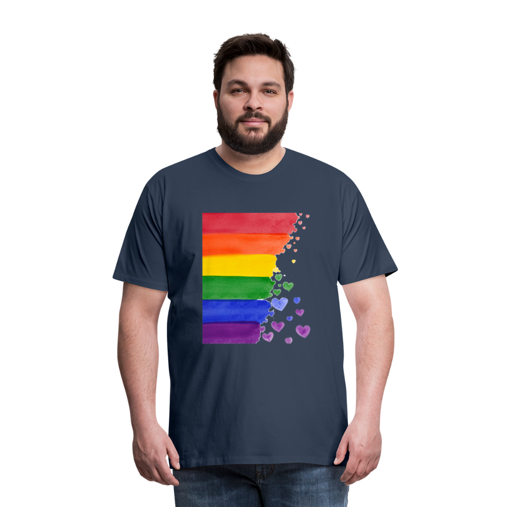 Männer Premium T-Shirt - LGBT Streifen - Navy