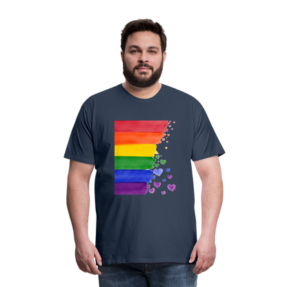 Männer Premium T-Shirt - LGBT Streifen - Navy