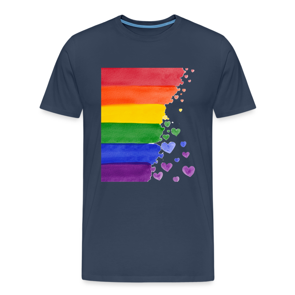 Männer Premium T-Shirt - LGBT Streifen - Navy