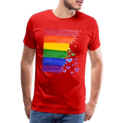 Männer Premium T-Shirt - LGBT Streifen - Rot