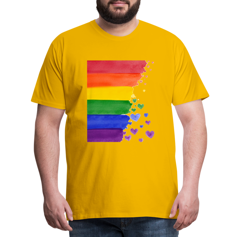 Männer Premium T-Shirt - LGBT Streifen - Sonnengelb