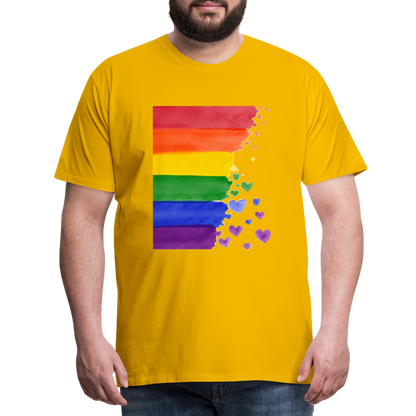 Männer Premium T-Shirt - LGBT Streifen - Sonnengelb