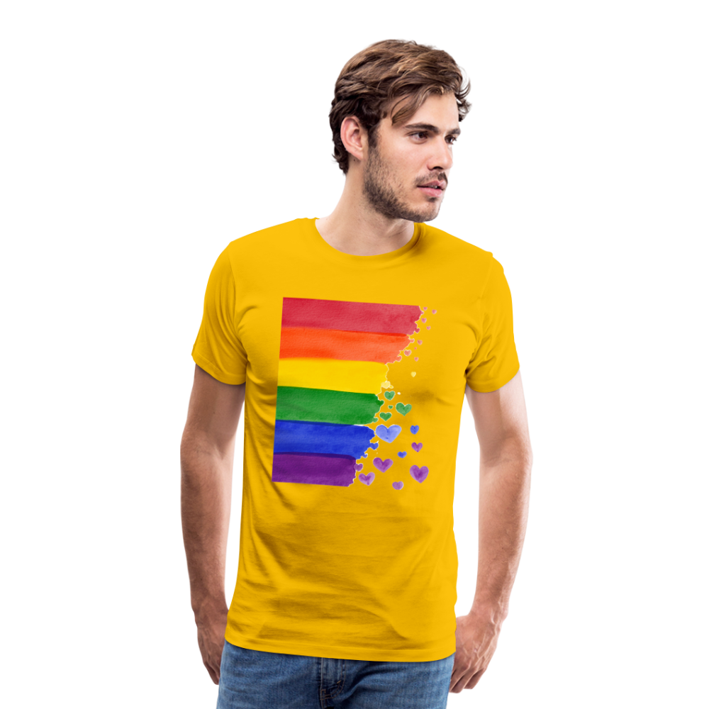 Männer Premium T-Shirt - LGBT Streifen - Sonnengelb