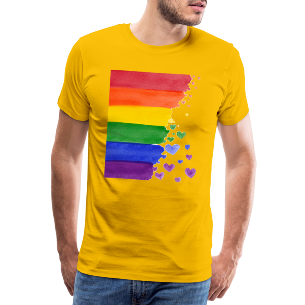 Männer Premium T-Shirt - LGBT Streifen - Sonnengelb