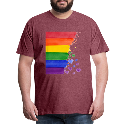 Männer Premium T-Shirt - LGBT Streifen - Bordeauxrot meliert