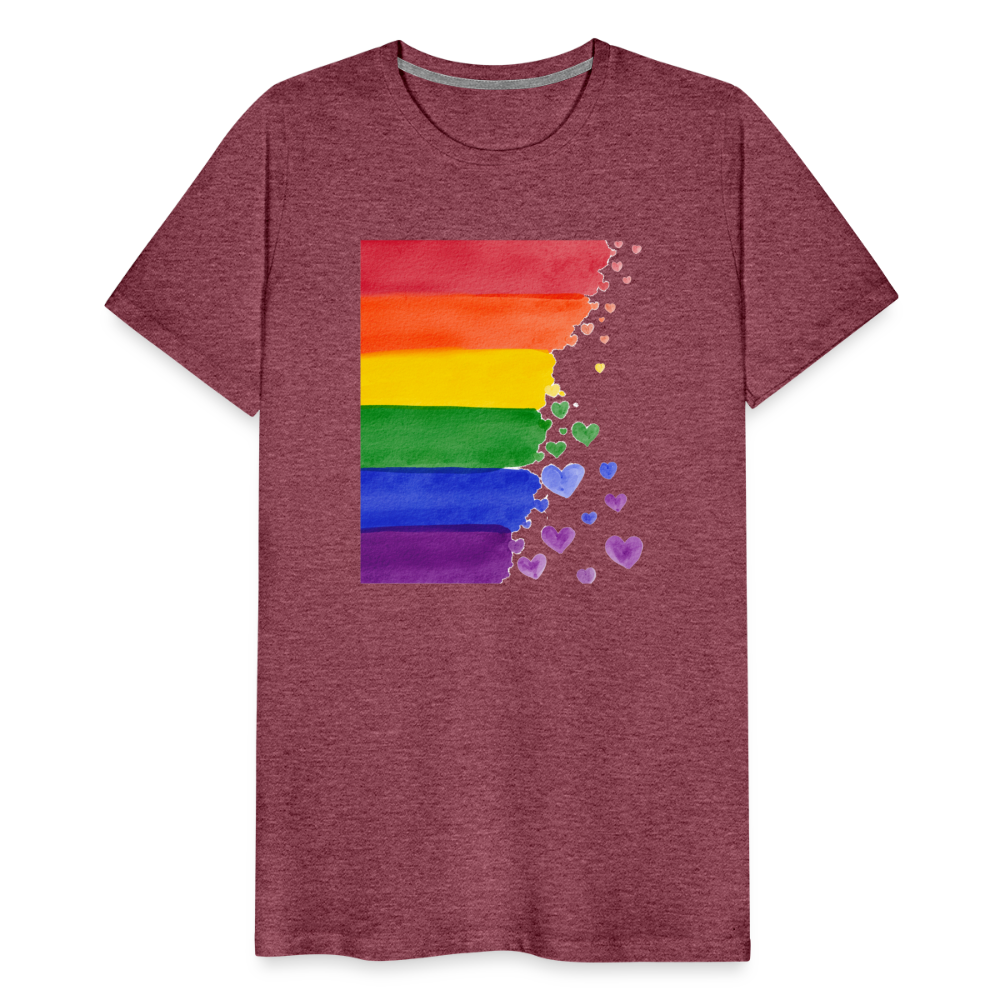 Männer Premium T-Shirt - LGBT Streifen - Bordeauxrot meliert