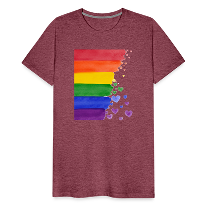 Männer Premium T-Shirt - LGBT Streifen - Bordeauxrot meliert