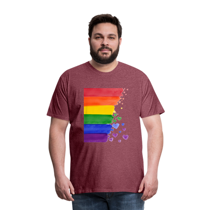 Männer Premium T-Shirt - LGBT Streifen - Bordeauxrot meliert