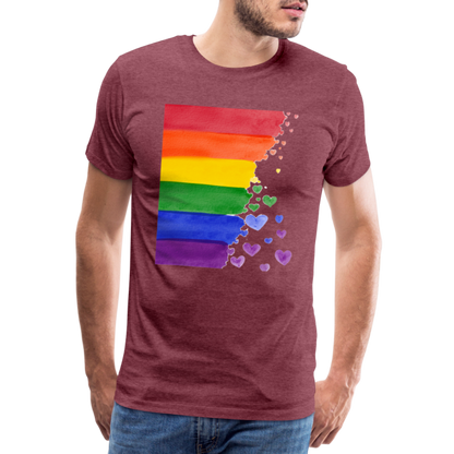 Männer Premium T-Shirt - LGBT Streifen - Bordeauxrot meliert