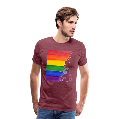 Männer Premium T-Shirt - LGBT Streifen - Bordeauxrot meliert