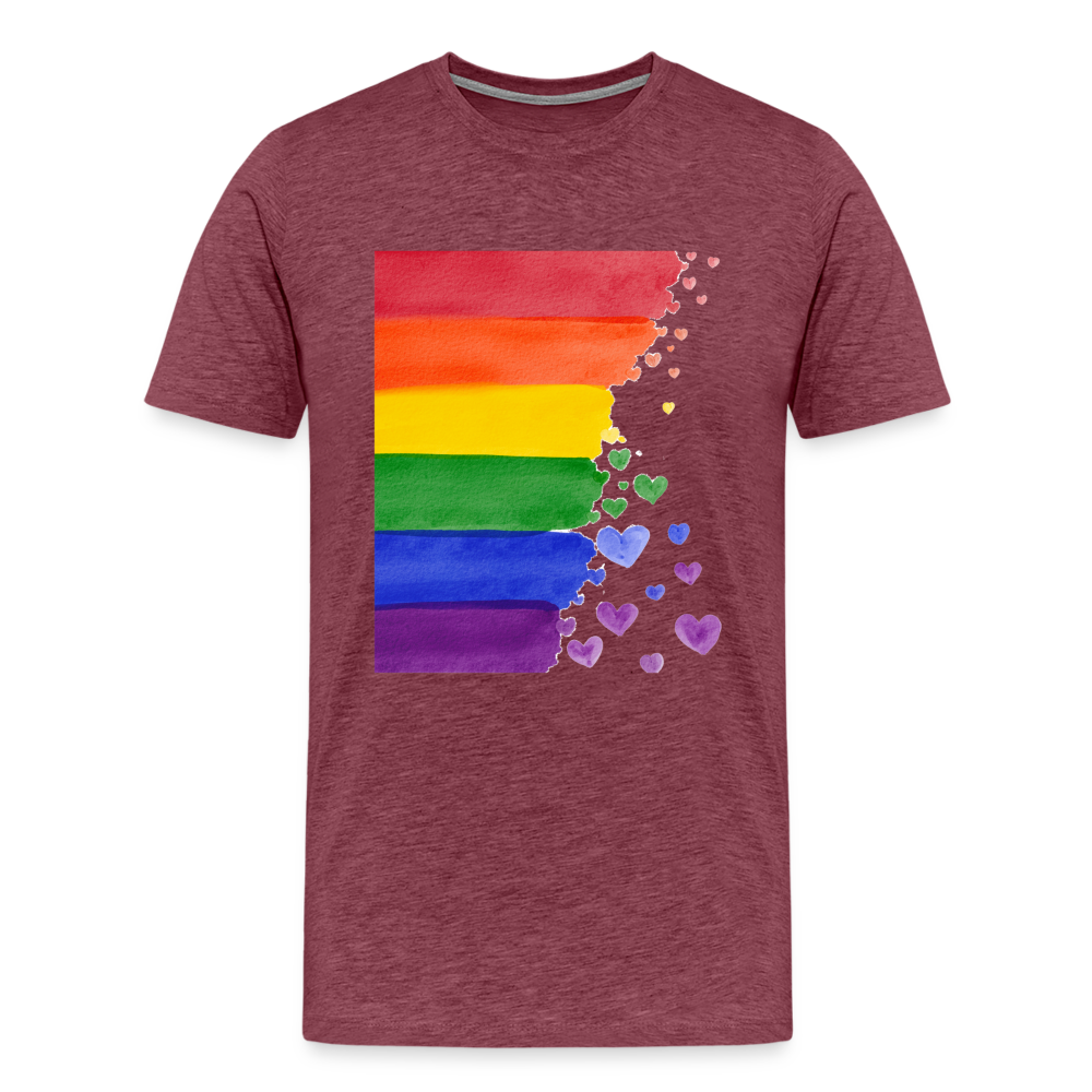 Männer Premium T-Shirt - LGBT Streifen - Bordeauxrot meliert