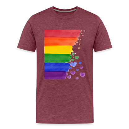 Männer Premium T-Shirt - LGBT Streifen - Bordeauxrot meliert