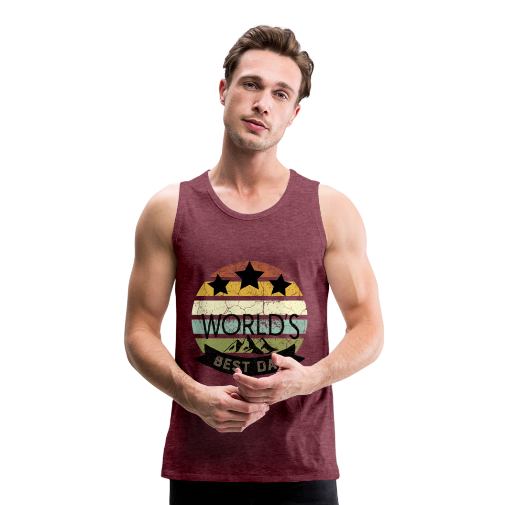 Männer Premium Tank Top - Best Dad - Bordeauxrot meliert